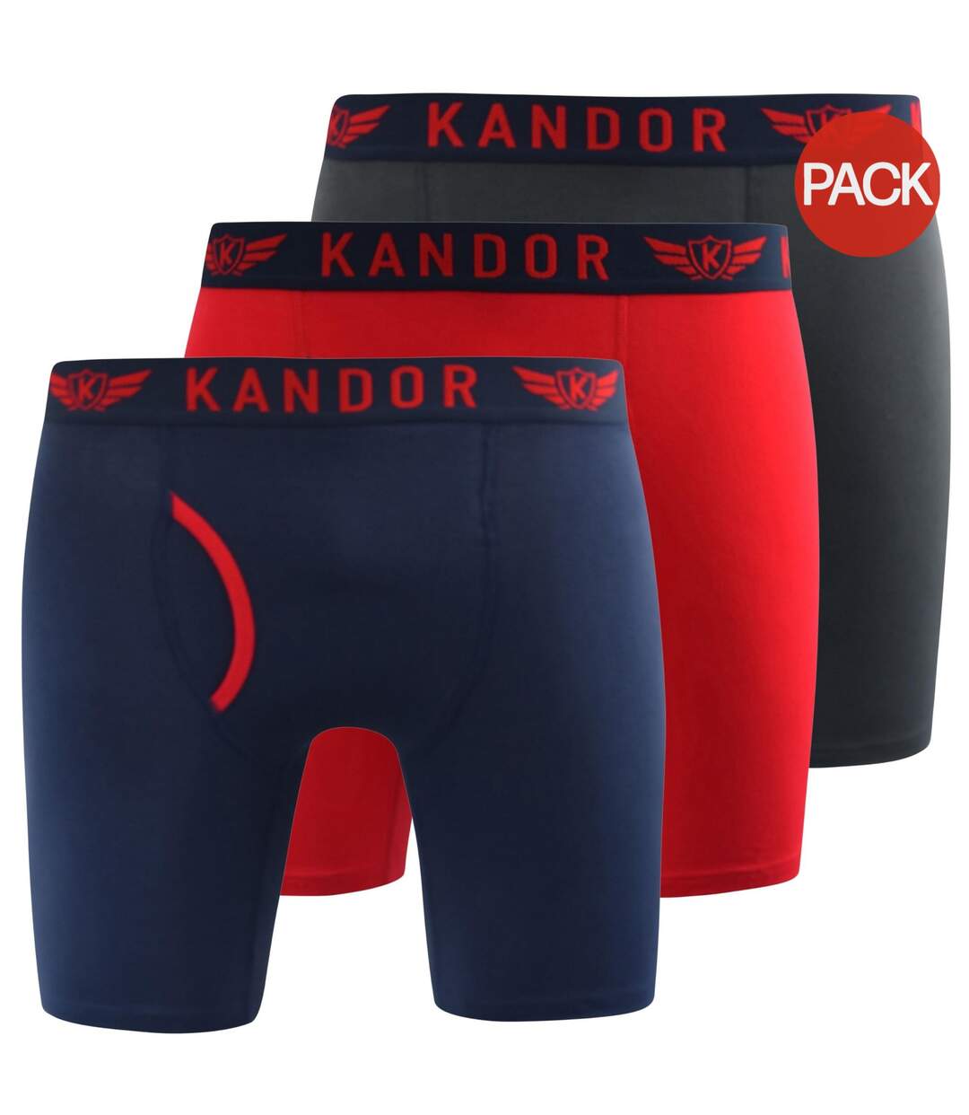 Pack of 3  Mens trunken boxer shorts  red Kandor