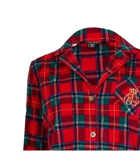 Womens/ladies Plaid Collared Long Pyjama Set Red Ralph Lauren