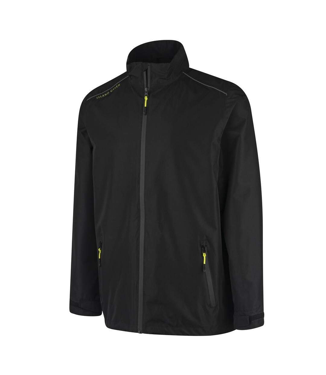 Mens storm cuff golf waterproof jacket black Island Green-1
