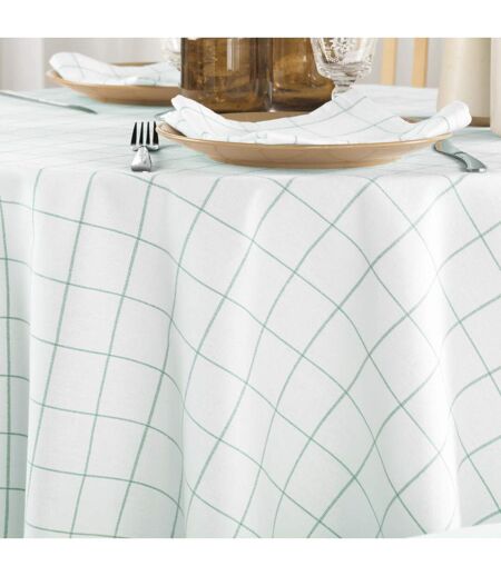 Nappe Ronde Tissée à Carreaux Axel 180cm Vert Sauge