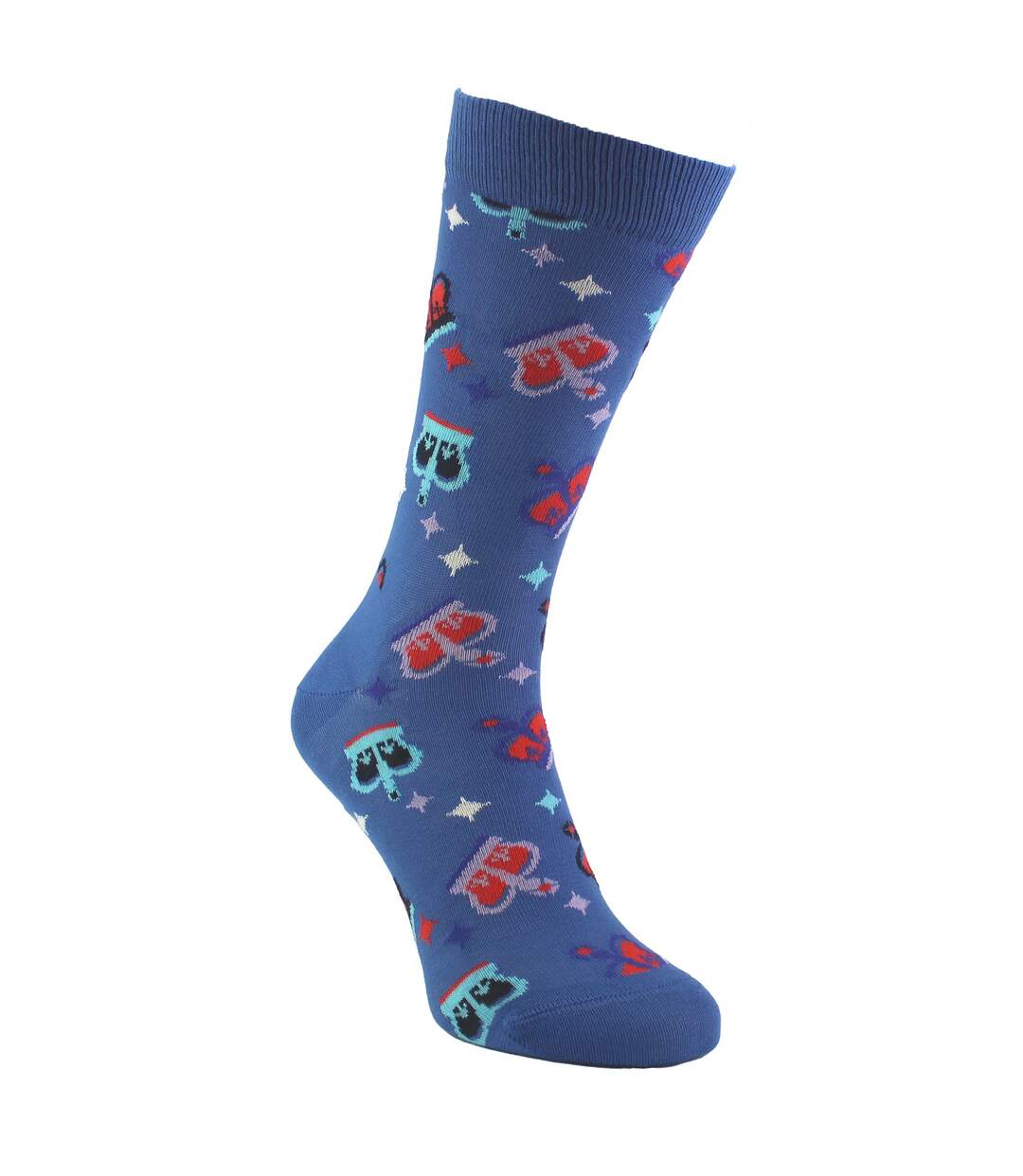 Crown Design Cotton Blue Unisex Socks-2