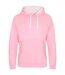 Sweat à capuche varsity femme rose clair / blanc Awdis-1