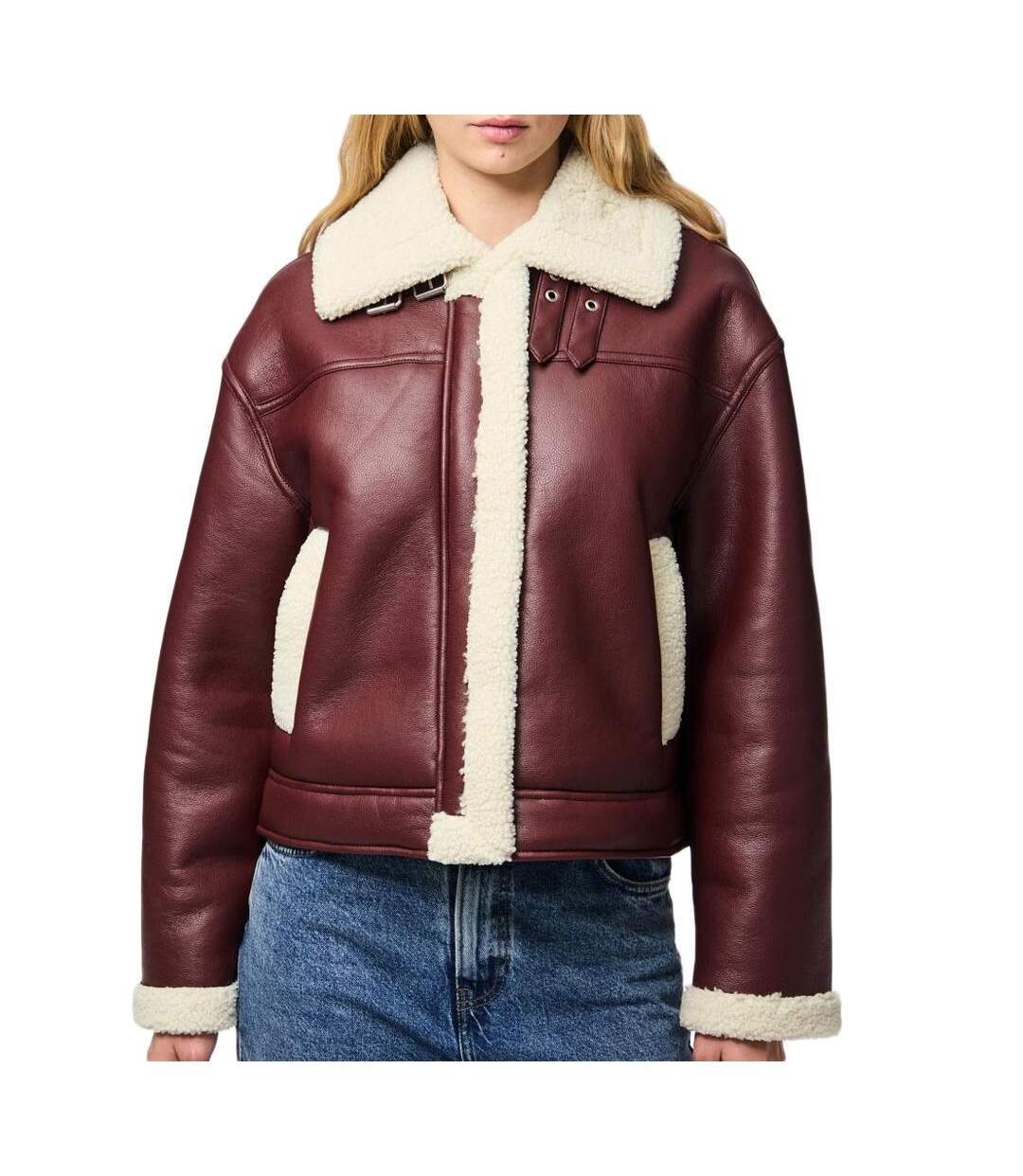 Veste bordeaux femme pieces janelle-1