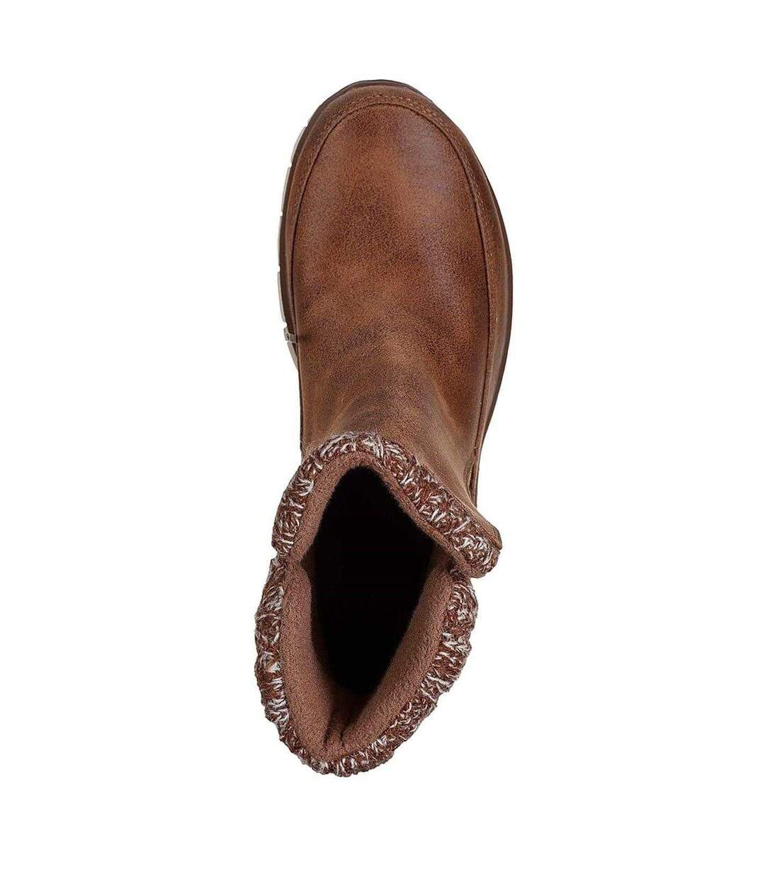 Womens/ladies Synergy Lovely Collab Vegan Leather Ankle Boots Brown Skechers-3