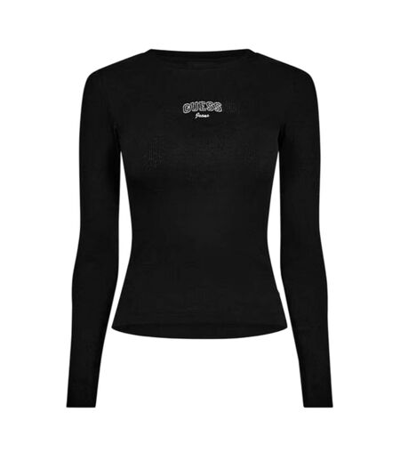T-shirt Manches Longues Motif/style Brodé Femme Noir Guess