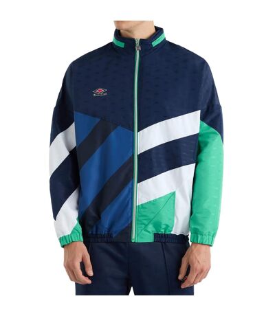 Mens panelled track jacket dark navy/peppermint green Umbro