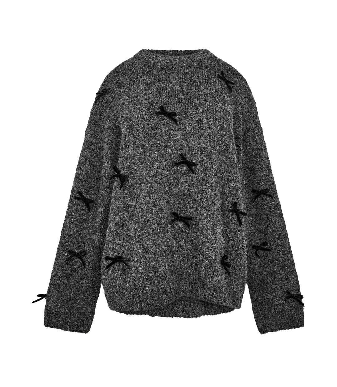 Pull Motif/style Nœud Bailee Femme Gris Foncé Chiné Edited-1
