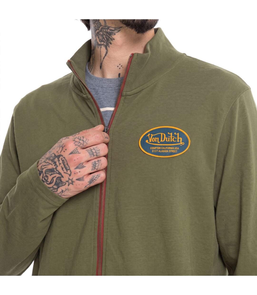 Sweat zippé en molleton avec écusson Wyatt Vondutch-3