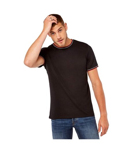Kustom Kit Mens Tipped Fashion T-Shirt (Black/White/Red)