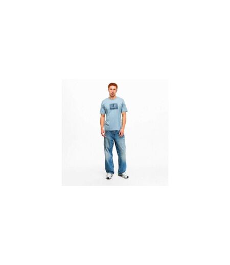 Mens Block Logo Short-sleeved T-shirt Silver Green C.P. Company