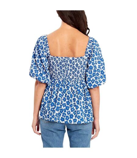 Blouse Manches Bouffantes Femme Bleu Marine Blanc Be You