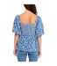 Blouse Manches Bouffantes Femme Bleu Marine Blanc Be You-3