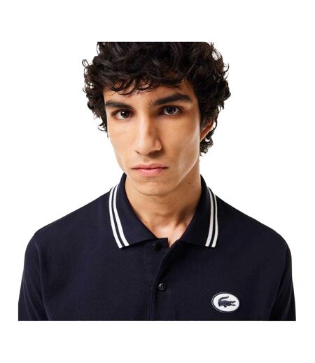 Mens Striped Premium Cotton Polo Shirt Black Lacoste