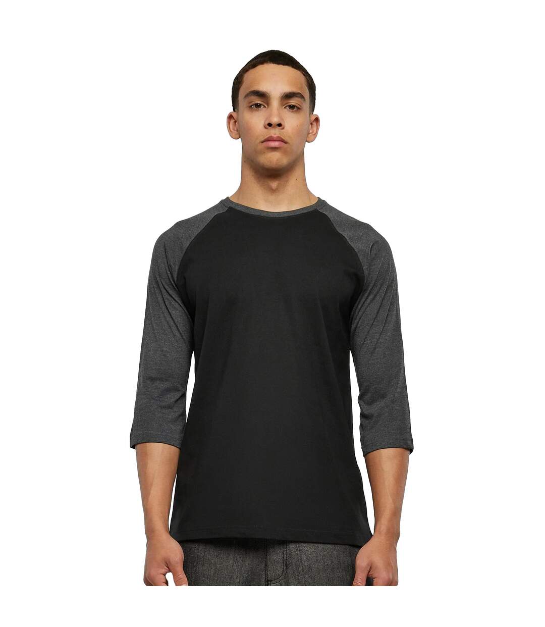 T-shirt Manches ¾ Motif/style Contrasté Homme Noir Charbon Urban Classics-3