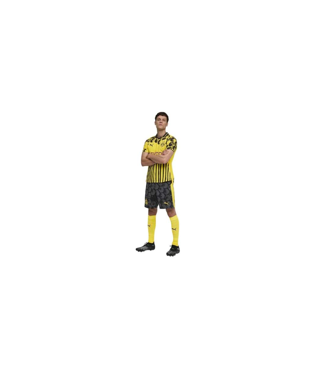 Short De Foot Motif/style Puma 2025/26 Adulte Noir Jaune Borussia Dortmund-1