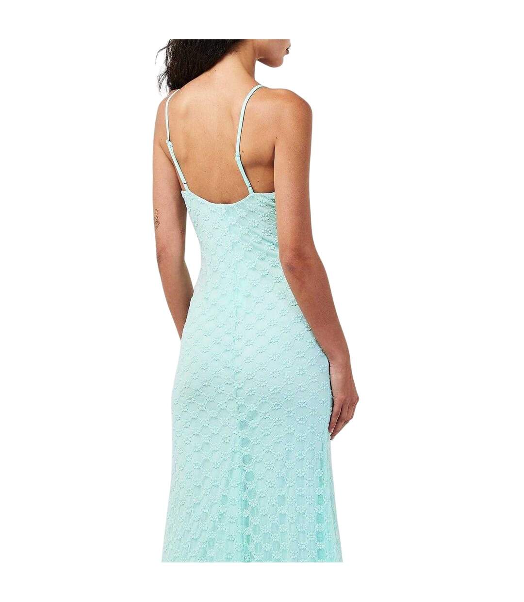 Robe Mi-longue Motif/style Maille Adoni Femme Turquoise Pâle Bardot-4