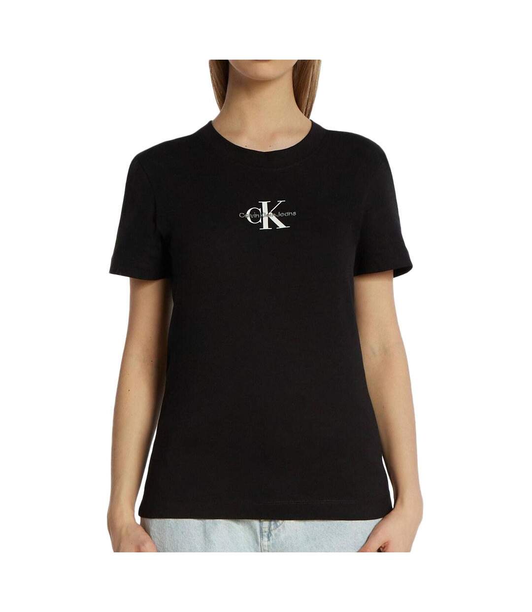 T-shirt noir femme calvin klein jeans monologo slim - s-1