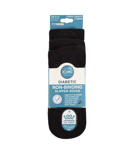 3 Pairs Diabetic Socks with Grips | Extra Wide Non Slip Slipper Socks