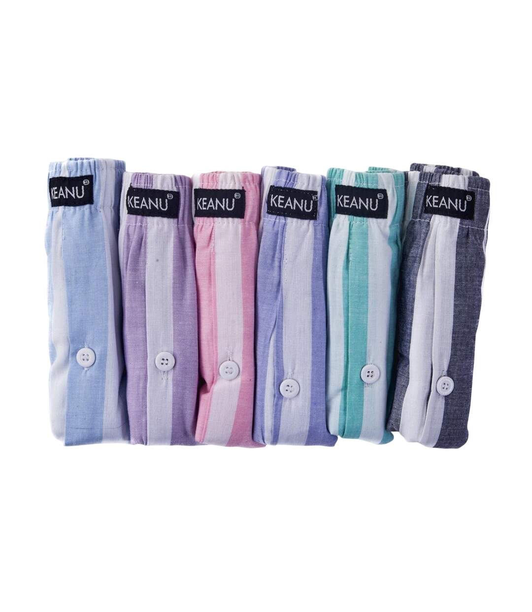 Pack Of 6  Mens Pastel Striped Woven Boxer Shorts  Multicoloured Keanu-3