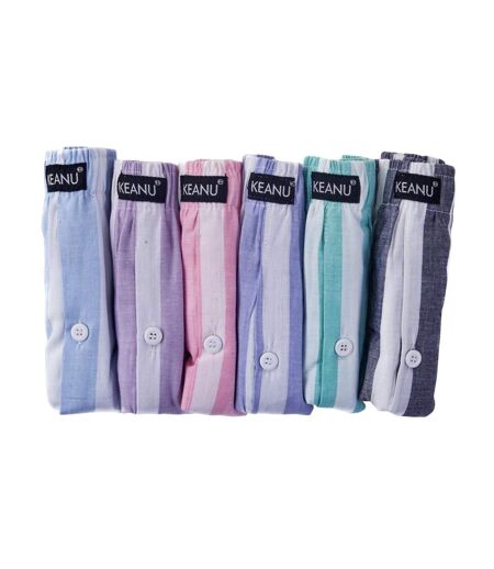 Pack Of 6  Mens Pastel Striped Woven Boxer Shorts  Multicoloured Keanu
