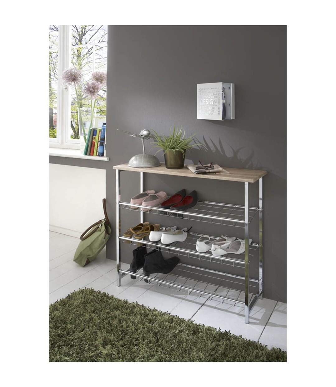 Boîte à Clés Métal Design 24cm Blanc-3