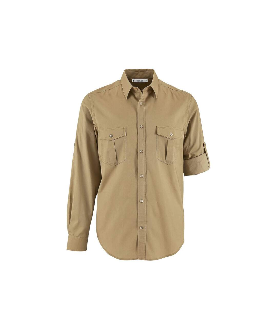 Chemise homme manches longues retroussables - 02763 - beige