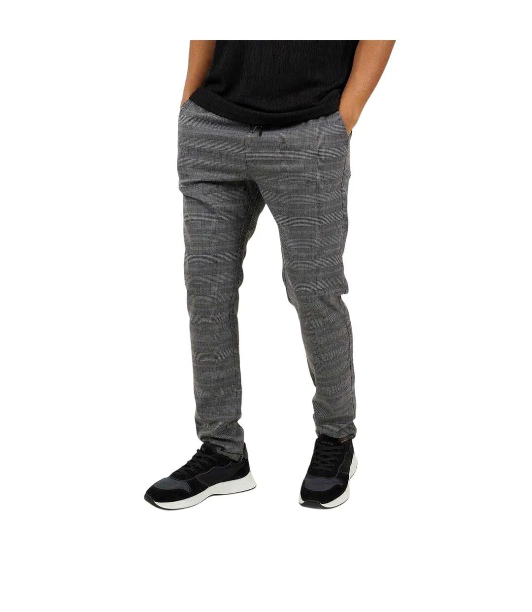 Pantalon Motif/style À Carreaux Homme Gris Brave Soul-2