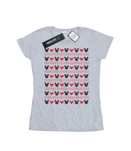 Disney Femme/Les femmes Mickey et Minnie Coeurs de Noël - T-shirt en coton (Gris sportif) - UTBI31626
