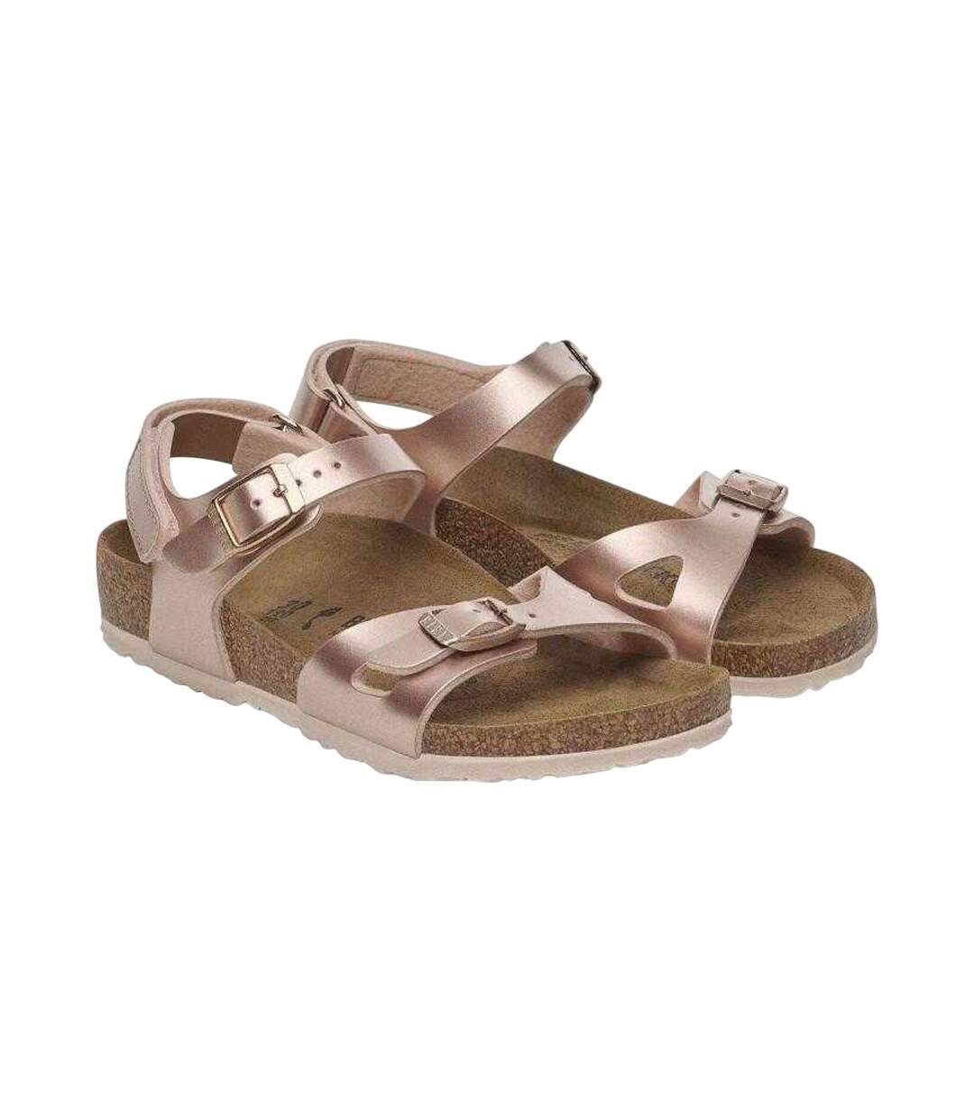 Childrens/kids Rio Suede Sandals Metallic Pink Birkenstock-4