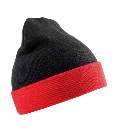 Result Genuine Recycled Unisex Adult Compass Beanie (Black/Red) - UTRW7950