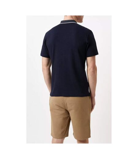 Burton Mens Zip Jacquard Collared Polo Shirt (Navy) - UTBW787