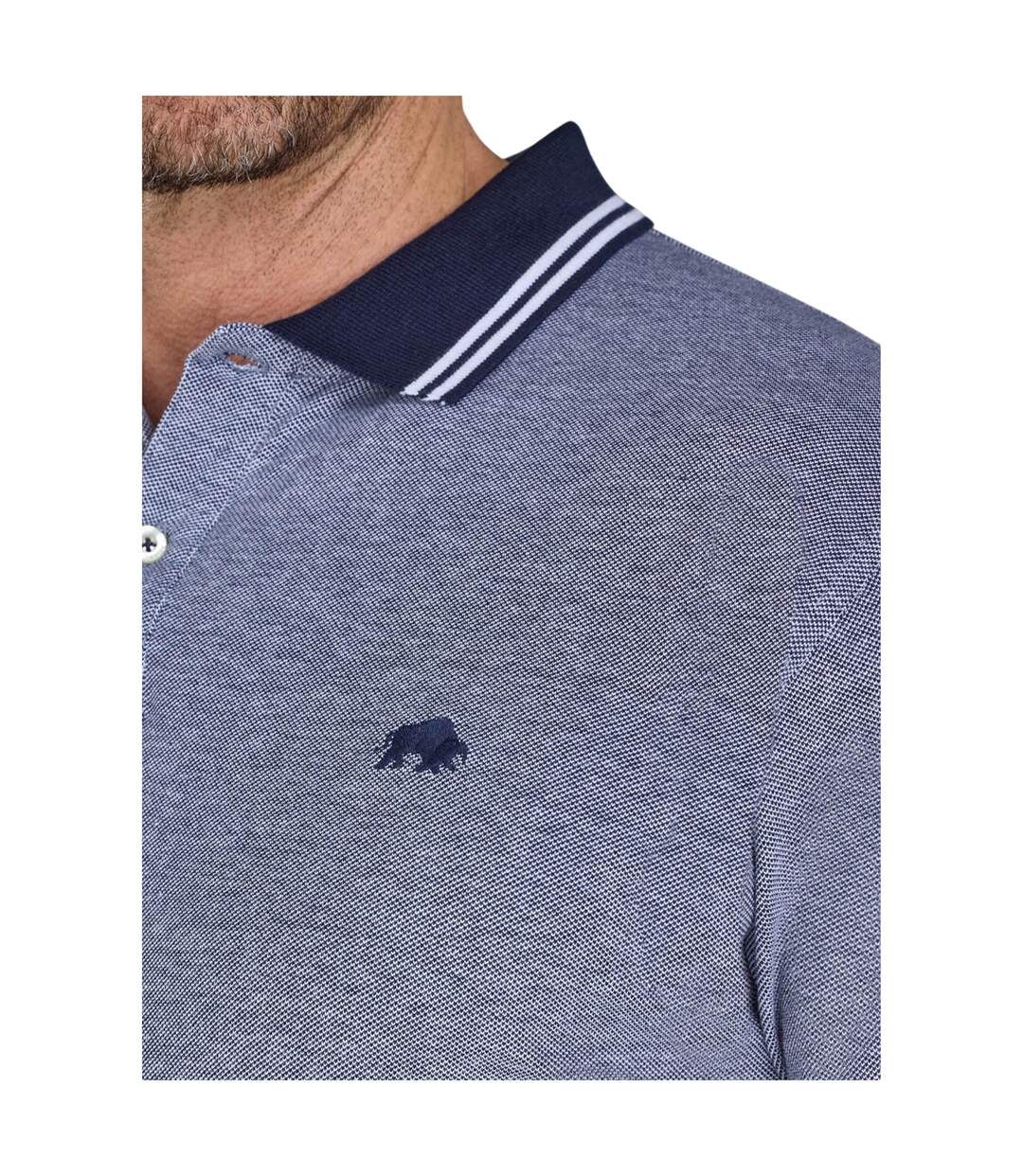 Mens Two Tone Pique Polo Shirt Navy Raging Bull-4