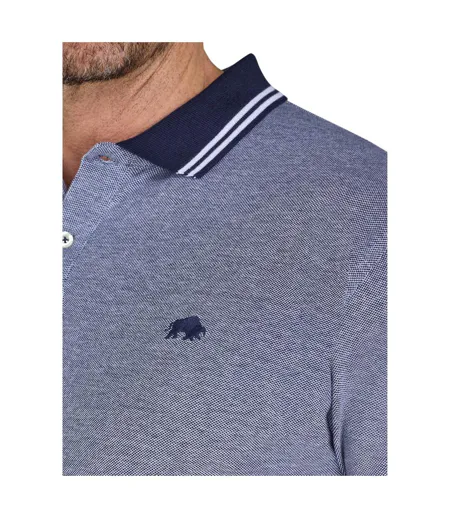 Mens Two Tone Pique Polo Shirt Navy Raging Bull