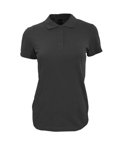 SOLS Womens/Ladies Perfect Pique Short Sleeve Polo Shirt (Black)