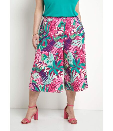 Jupe-culotte taille élastiquée imprimé tropical