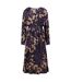 Womens/ladies Demaia V Neck Long-sleeved Midi Dress Multicoloured Boss-2