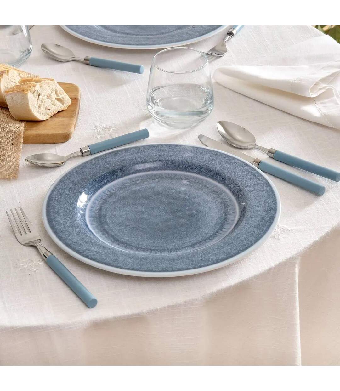 Lot de 6 Assiettes Plates Fanny 28cm Bleu-3