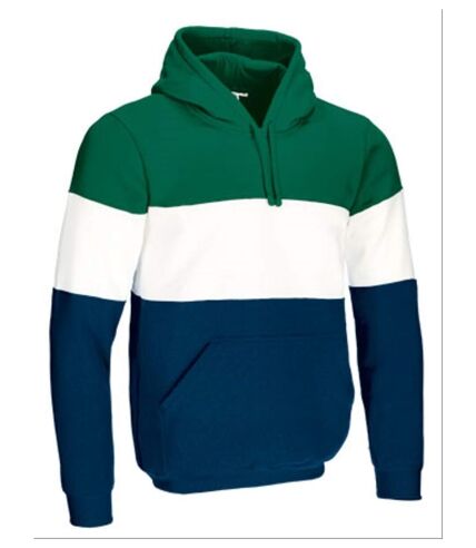 Sweat à capuche tricolore - Homme - VARSITY - vert kelly - blanc et bleu marine