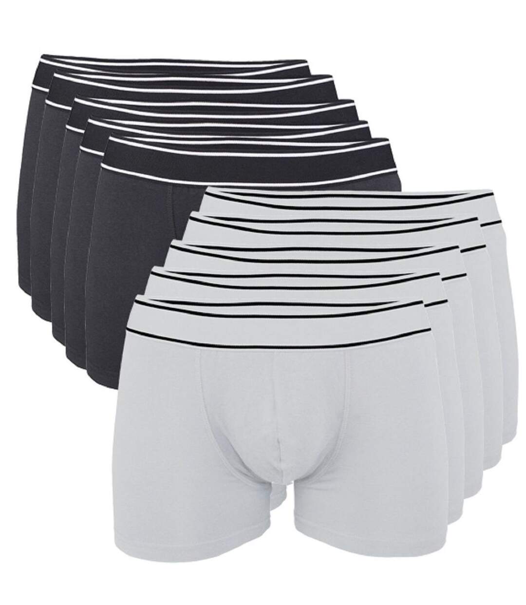 Lot 10 Boxers shorty Homme K800 - coton - noir et blanc