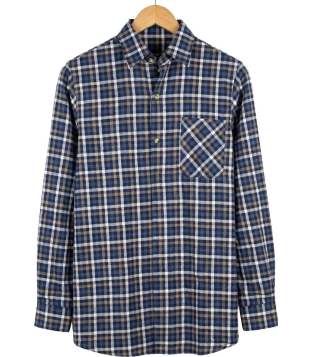 SEDETEX L100 — Chemise à carreaux manches longues bleue : chaleur en Coton gratté et dos long 100 cm-2