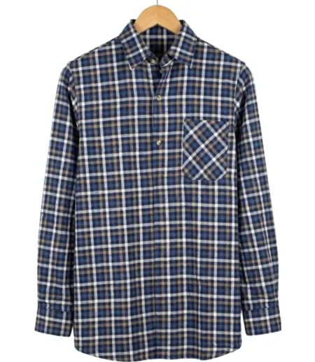 SEDETEX L100 — Chemise à carreaux manches longues bleue : chaleur en Coton gratté et dos long 100 cm