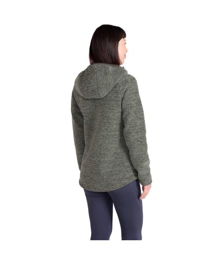 Womens/ladies Hayfield Melange Faux Fur Lined Fleece Top Khaki Green Mountain Warehouse