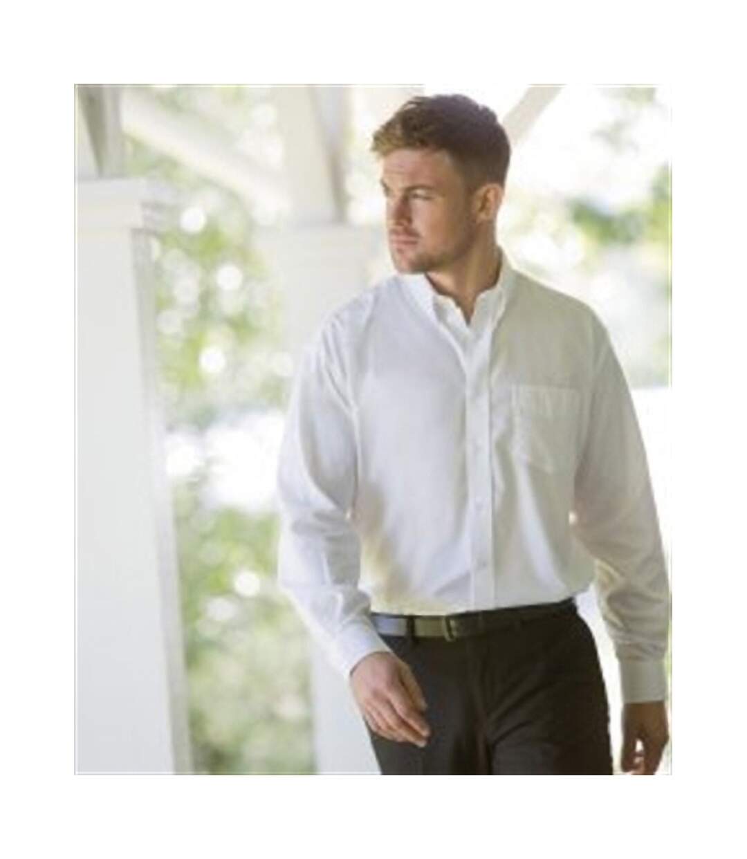 Collection mens long sleeve easy care oxford shirt white Russell-4