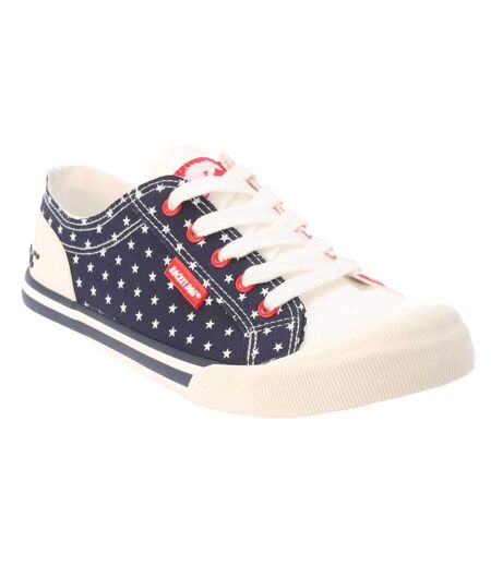 Womens/ladies Jazzin Spangle Banner Trainers Red Navy Rocket Dog