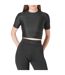 Womens/ladies Plain Crop T-shirt Black Certified-2