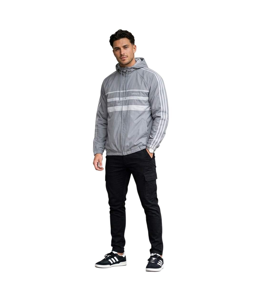 Mens Originals 3 Stripes Windbreaker Grey Three Adidas-2
