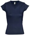 T-shirt manches courtes col V - Femme - 11388 - bleu denim