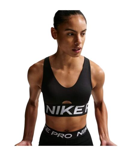 Womens/ladies Indy Plunge Sports Bra Black White Nike