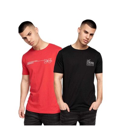 Crosshatch Mens Baxley T-Shirt (Pack of 2) (Red/Black)