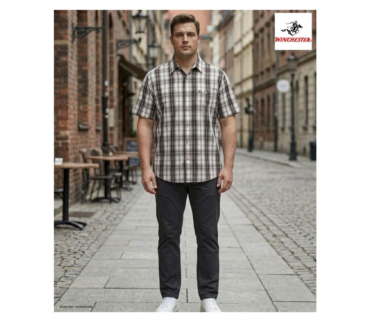 Chemisettes manches courtes Winchester TEDGTM grandes tailles jusqu'au 4XL en coton beige-5